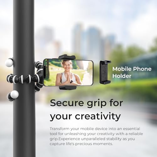 Image of DIGITEK (DTR 250 GT) 24cm Flexible Gorilla Mini Tripod with Phone Holder & Pan Head, 10 Sections Adjustment, 24cm Max Height, Cutting Edge Design, Reliable Grip, for Smartphones & Action Cameras