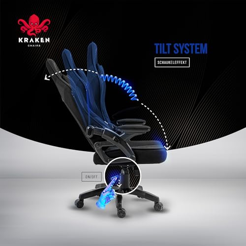 KRAKEN CHAIRS Silla Gaming Tela Transpirable - Negro - Sillas Gamer Reclinable - Ergonómica Silla de Oficina - Regulable en Altura con Soporte Lumbar y Reposacabezas - Cadeiras Gaming para Adulto - imagen 10