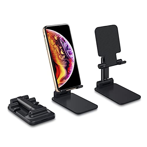 PEPPER JOBS Cell Phone Stand, Angle Height Adjustable Cell Phone Stand for Desk, Foldable Cell Phone Holder, Cradle, Dock, Tablet Stand, Case Friendly Compatible with All Mobile Phone/Kindle/Switch