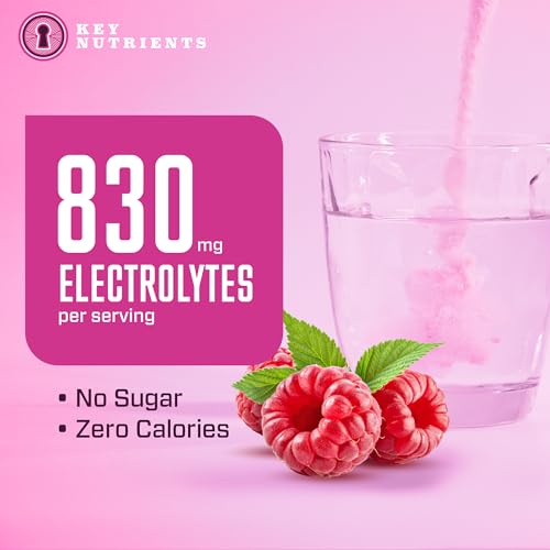 KEY NUTRIENTS Multivitamin Electrolytes Powder No Sugar - Juicy Raspberry Electrolyte Powder - Hydration Powder - No Calories, Gluten Free Keto Electrolytes Powder - 90 Servings - Made in USA