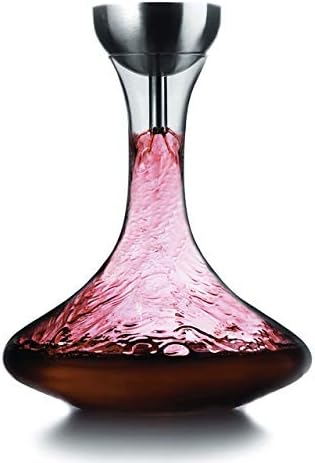 Houdini Wine Decanter with Wine Shower Funnel and Sediment Strainer, Off-White, 10-Inch - ,Glass/Stainless