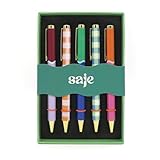 Robert Frederick Saje Ballpoint Pen Set | 5 Mixed Design Pens with Black Ink | Twist Retractable Nib | Smooth Writing | Gift Box Included | Stylish Stationery