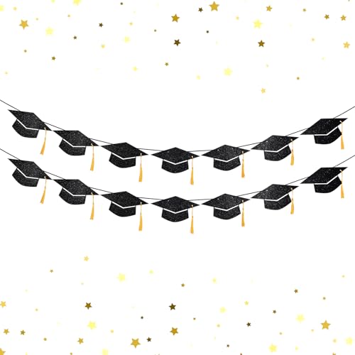 Image of Graduation Decorations 2026- Pre-Strung Black Graduation Banners Garland, Class of 2026 Congrats Grad Banner for Congratulation Graduations High School College Grad Party Supplies