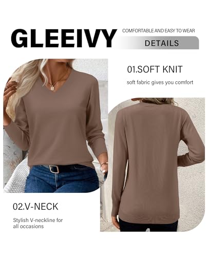 Image of Women's Spring Sweaters 2026 Casual Long Sleeve Pullover V Neck Lightweight Sweatshirts Cute Blouse Tops