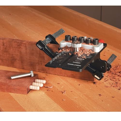 Image of JessEm 08350 3 /8 inch Dowelling Jig Precision Woodworking Joinery Tool with Main Body, Angle Guides and Hardened Drill Bushings
