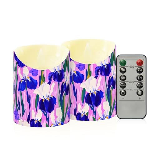 Bougies électriques sans flamme iris violettes idée cadeau déco pour art de la table