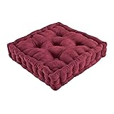 Tufted Padded Boosted Cushion and Support - Plush Seating for Chair with Carrying Handle, Burgundy