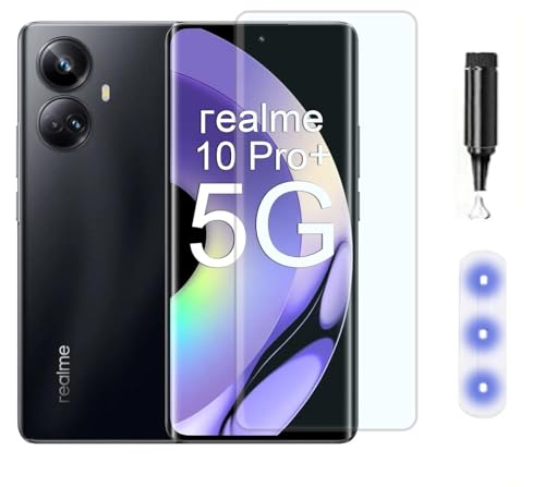 Image of MACLEN Ultra Premium HD Adavnced Glue UV Curved Tempered Glass for Realme 10 Pro Plus 5G | With HD clearity full curved edge protection and Installation Kit