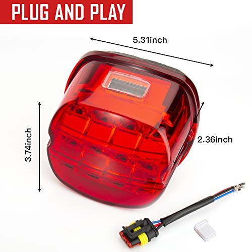 Hazawa Layback Led Tail Lamp Rear Brake Light Taillights Assembly Compatible With Harley Davidson Sportster 883 1200 Dyna Road King Electra Glide Softail Street Glide Touring(Red) #TOP7