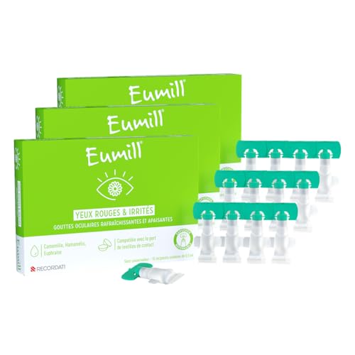 Gouttes oculaires EUMILL unidoses pour yeux rouges et irrités 3x10 flacons