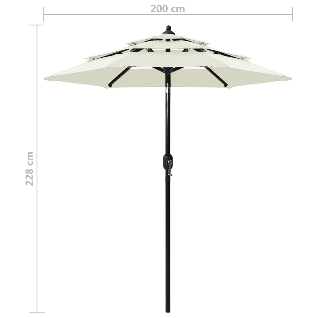Parasol ogrodowy parasol przeciwsłoneczny do roślin, z aluminiowym masztem, 3-warstwowy, kolor piaskowy, 2 m