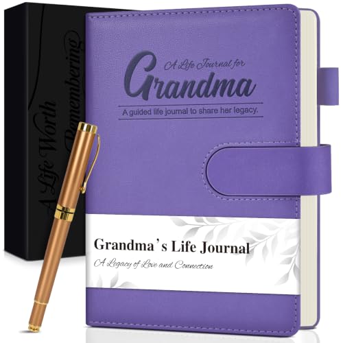 Grandma's Life Story Hardcover Leather Journal, Gifts for Grandma, Guided