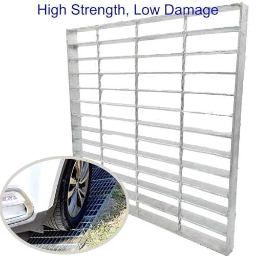 Image of Galvanized Steel Drain Grate, Driveway Channel Cover 16x16 in