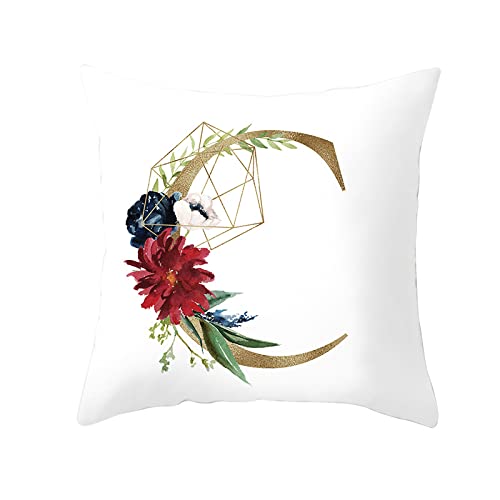 Copricuscino Quadrato 45x45 Cm In Velluto Morbido Con Lettera Floreale G - Federa Per Cuscino Decorativo, Senza Imbottitura