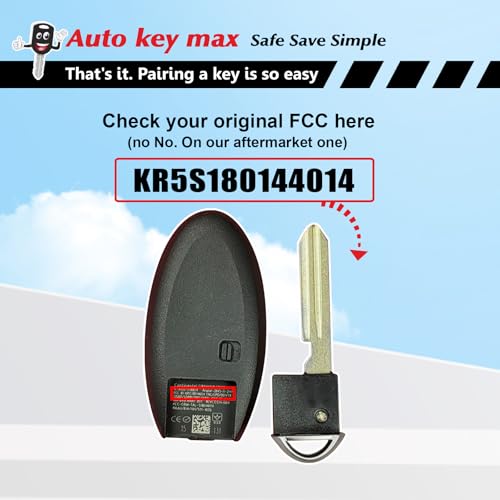 Simple Car Key Fob Pairing Remote Kit , Replacement for Nissan Altima Maxima Pathfinder 2016 2017 2018 4A Chip Remote Start Smart Key FCC ID: KR5S180144014 (All Key Lost (4 btn)) by AUTO KEY MAX - Image 3