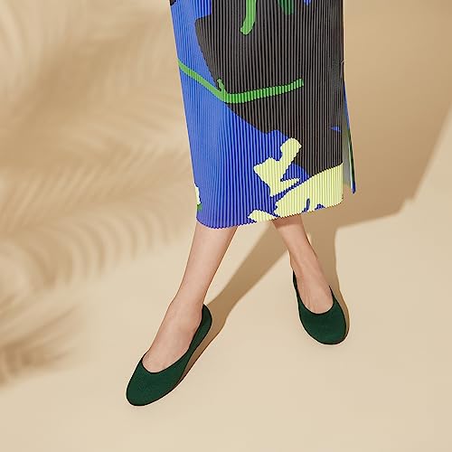 Arromic Green Flats Shoes for Women, Washable Round Toe Knit Ballet Flats Shoes with Comfortable Heel Cushions, Soft Slip on Dressy Shoes for Business Casual, Office, Work, Wedding2