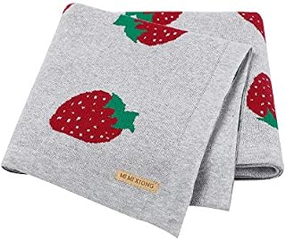 mimixiong 100% Cotton Knitted Baby Blanket 80 x 100cm for Newborn Baby (Pink)
