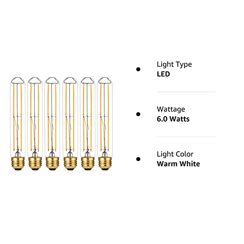 Litehistory Dimmable E26 Light Bulb 6W Equal 60 Watt Led Light Bulb Ac120V Warm White 2700K Edison Light Bulbs 60 Watt 600Lm T10 Led Bulb For Rustic Pendant,Industrial Pipe,Wall Sconces,Vanity 6Pack #TOP7
