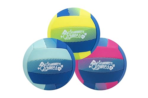 SUMMER GAMES Neopren Volleyball 21 cm - wasserfester farbenfroher Spielball ideal für Strand Pool Garten – weicher Freizeitball in sommerlichem Design