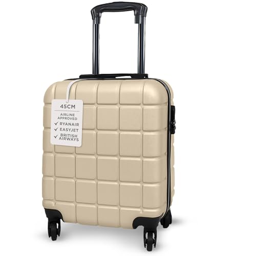 AVIO Atlas Cabin Suitcase 45x36x20cm – Lightweight Hard Shell Luggage with Double Wheels, Telescopic Handle & 3 Internal Pockets – ABS Cabin Case Approved by Most Airlines