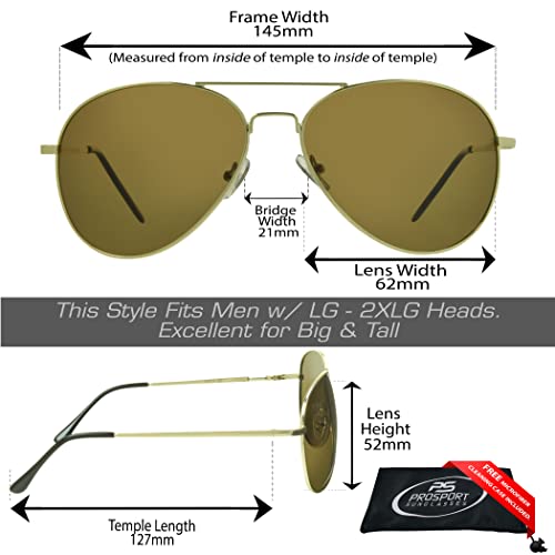 Image of proSPORT Aviator Big & Tall Sunglass Mens Oversize Extra Large & Wide Fit Polarized Available