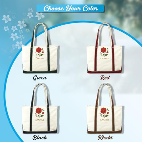 Personalized Lavender Embroidered Canvas Tote Bag, Custom Embroidery Tote Bag for Women with Embroidered Name3