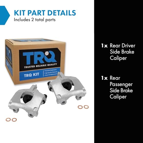 Image of TRQ Rear Brake Caliper Set Zinc Coated Hardware Compatible with 2001-2007 Chrysler Town and Country 2001-2007 Dodge Caravan 2001-2007 Grand Caravan