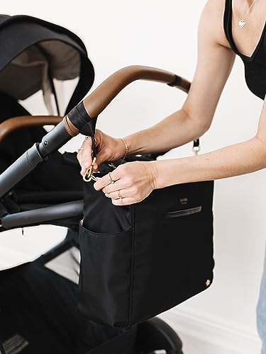 JuJuBe New Utility-Strap Tote Bag, Large Diaper Bag with Portable Changing Pad, Travel Bag for Boy or Girl, Carrying Baby Essentials, Bottles, Wipes, Diapers, Pacifiers, Black, Mother\'s Day Gift