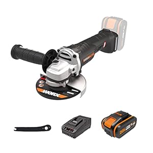 WORX Amoladora Brushless a batería 125mm 20V | PowerShare | WX812 | Incluye 1 batería 4Ah, cargador y maletín | Motor sin escobillas | Cuerpo delgado para un mejor agarre