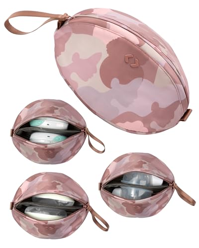 Wearable Breast Pump Bag - Fits Elvie, Willow, Momcozy and All Others - Beige Small Pump Bag with Wrist Strap – Hands-Free Pump Carrying Case and Storage for Travel