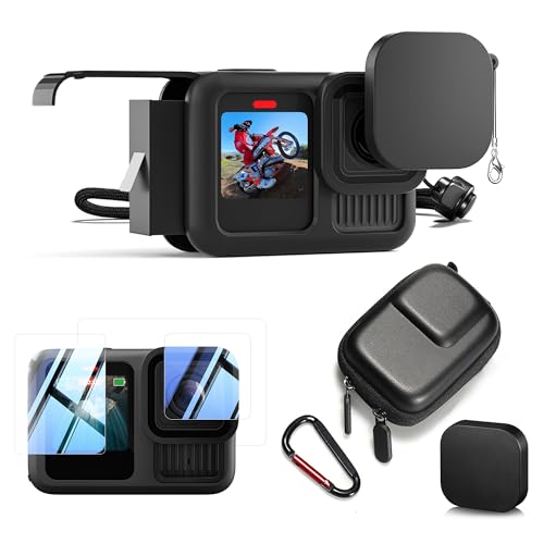 Accessories Kit Compatible with GoPro Hero13 Black Silicone Sleeve Protective Case Tempered Glass Screen Protector Storage Bag for GoPro Hero 13