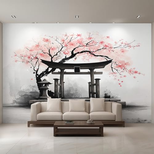 Generisch Fototapete Japanisches Torii 250X175 cm, Tapete Asiatisch Kirschblüten Wohnzimmer Schlafzimmer, Vliestapete, Tapeten Wandtapete,...