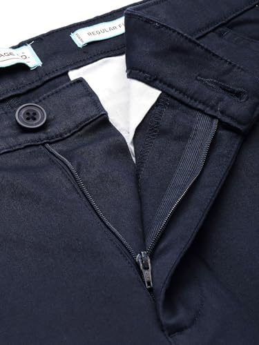 Image of The Indian Garage Co Men Regular Fit Solid Mid-Rise Stretchable Chinos