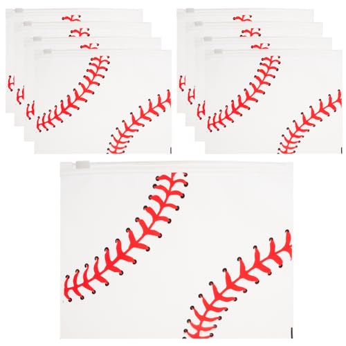 Beebeecraft 25Pcs Plastic Zip Bags Reclosable Poly Pouch with Clear Baseball Pattern for Cosmetic Travel Storage 6.1 x 7.8 Inch
