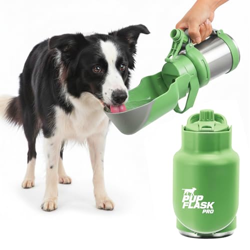 PupFlask Pro Dog Water Bottle | 30 or 50 OZ Double Wall Insulated Stainless Steel | Built-In Flip Cup Bowl | Leak Proof Cap | 24+ Hour Cold Water | Small & Large Dogs | Portable Pet Hydration Bottle