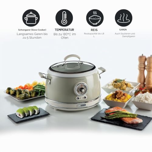 Ariete 2904, Rice Cooker, Reiskocher Slow Cooker, Dampfgarer, Vintage-Linie, 3,5 l, antihaftbeschichtete Keramikbeschichtung, 650 W – Bild 4