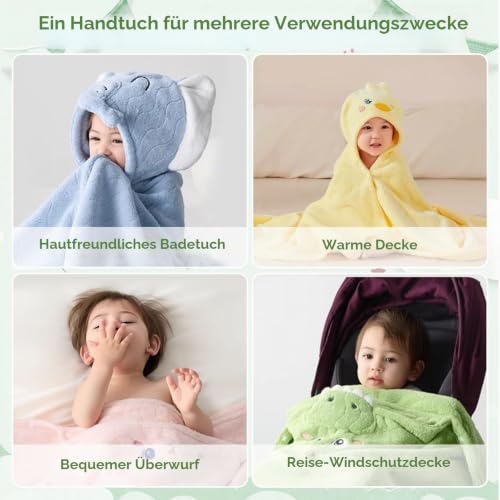 HAGOT Kapuzenhandtuch für Babys, 80x80 cm, Baby Bath Towel, Babybadetuch aus Korallenvliesfür, Babys Neugeborene, Rosa – Ansicht 5