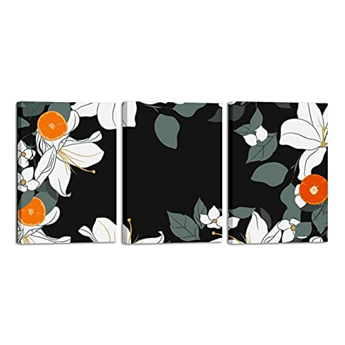 Tableau moderne salon en 3 pièces de fleurs et feuilles de ZORE_FINE5