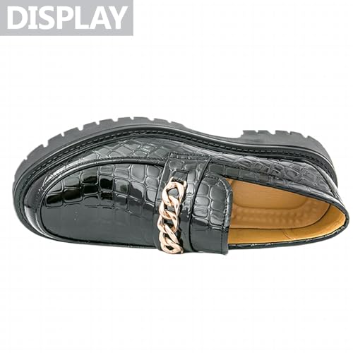 Mens Printed Leather Chain Platform Lug Sole Loafers Vintage Metal Round Toe Thick Sole Non Slip Formal Penny Shoes for Formal Business Work Office Daily4