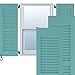 Ekena Millwork RW101LV15X68PTH Two Equal Louver Exterior Wood Shutters, 15"W x 68"H, Pure Turquoise
