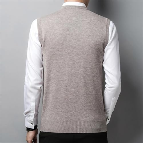 Men Basic Wool Knit Tank Sleeveless Jumpers For Winter V Neck Casual Sweater3