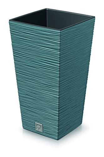 Fioriera quadrata alta e moderna, per interni ed esterni, decorazione da giardino (blu scandinavo)