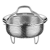Cesta de Vapor de Acero Inoxidable, Inserto de Vapor para Olla - Cesta de Lavado de arroz de Acero con inserción de Olla,Bandeja para cocinar al Vapor de Verduras, Cesta para cocinar al Vapor con asa