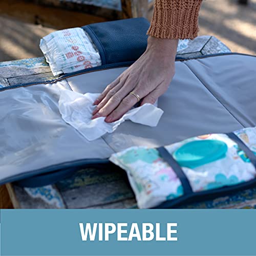 Clevermade Portable Baby Changing Pad Clutch With Wristlet - Premium Foldable Water Resistant Diaper Changing Mat With Storage Pockets For Diapers And Wipes - Brown #TOP3