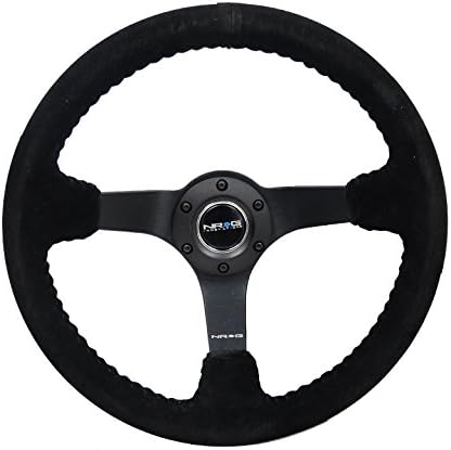 NRG Innovations NRG-RST-036MB-S-BK - Volante reforzado de 3 pulgadas de profundidad, radio negro mate de 0.197 in, volante deportivo de 13.780 in,