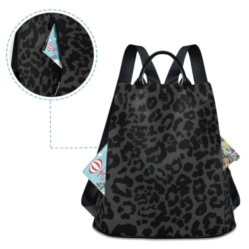 Image of ALAZA Grey Black Leopard Print Pattern Backpack Purse for Women Anti Theft Fashion Back Pack Shoulder Bag