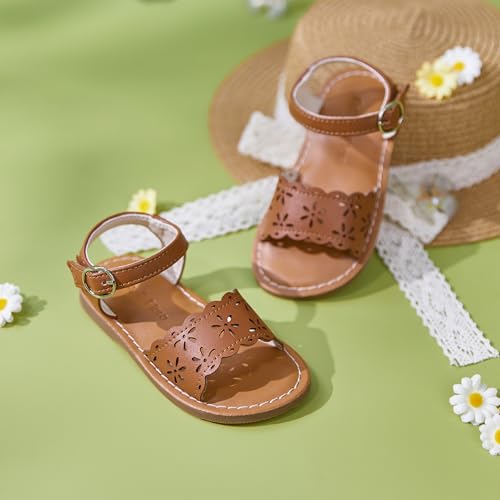 Image of Felix & Flora Toddler Girl Sandals - Little Girl Easter Dress Shoes Lightweight Open Toe Beach Holiday Flats
