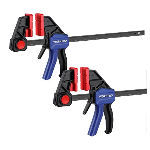 WORKPRO 2 Pack Heavy Duty 300mm Woodworking Hose Clamps 300 LBS One Hand Quick Release Pliers Set Wood Clamps for Woodworking Hand Working
