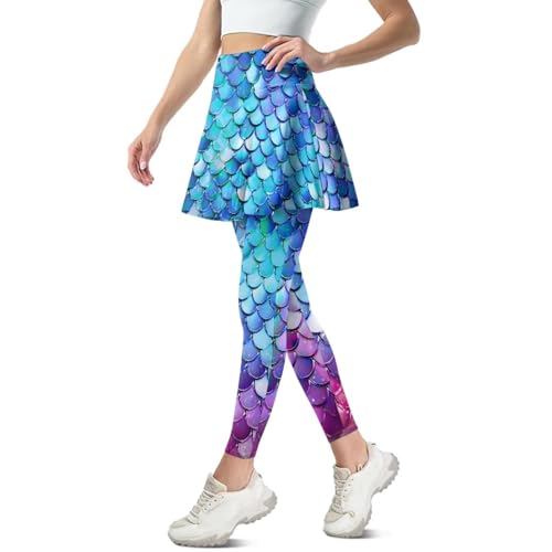 Women's Athletic Skirt with Leggings High Waisted Skort with Leggings Modest Leggings Attached Skirts Tennis Pants