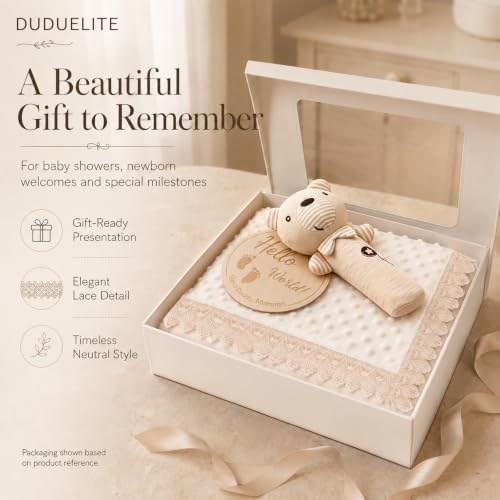 Luxury Lace Baby Receiving Blanket & Gift Set, White — 사진 2